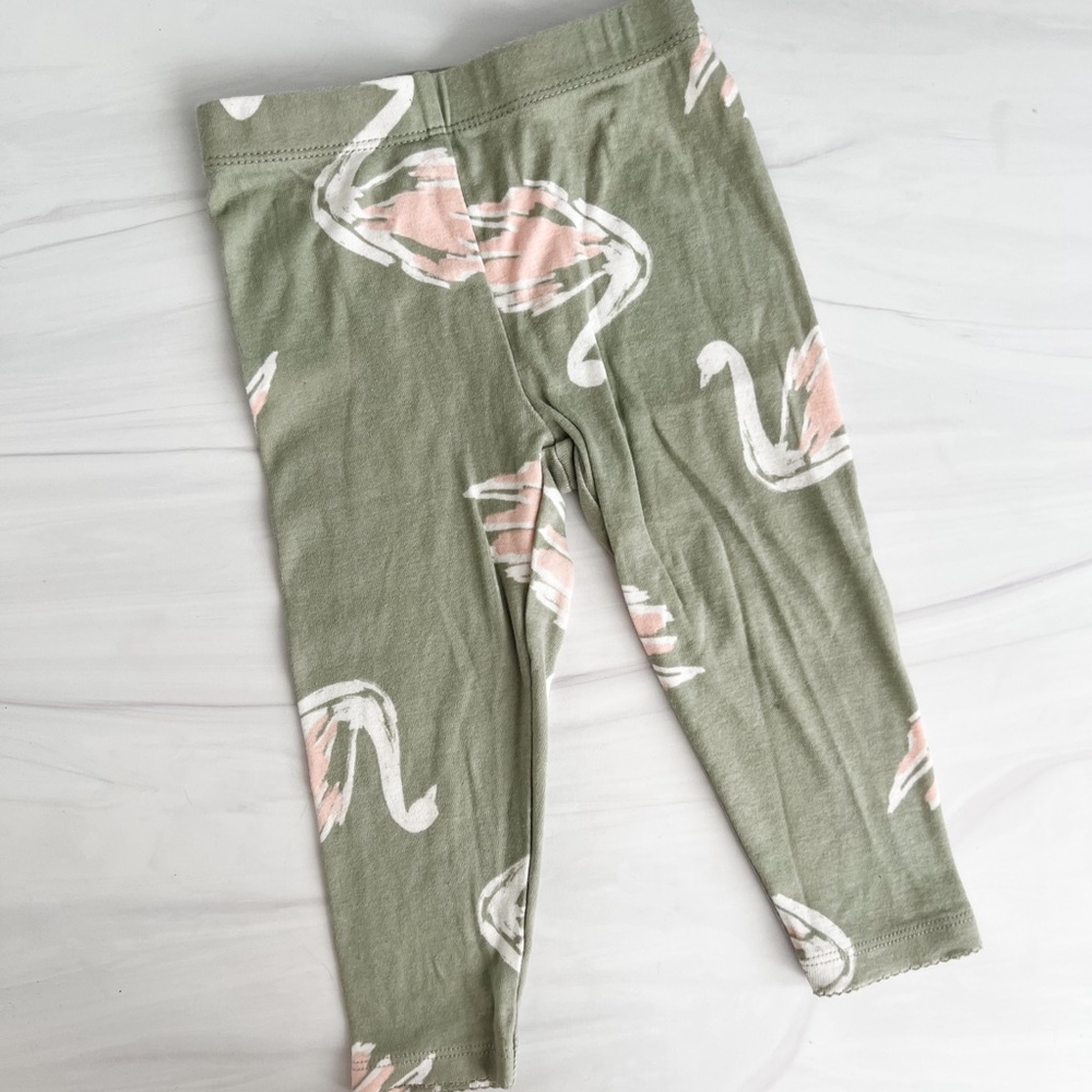 Carter's Green and Pink Swan Print Leggings